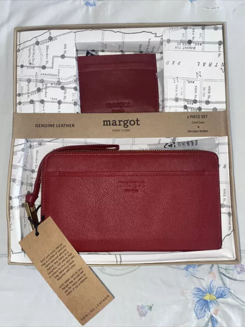 Margot New York leather Gabby Wristlet Wallet & Joyce Card-Case Style# MG3001-CR