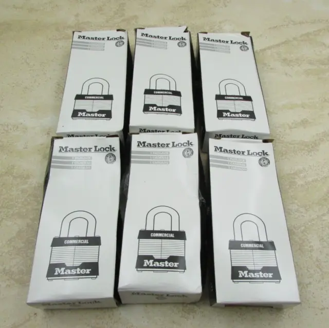 QTY 6 Master Lock Commercial 1MKLJ Keyed Alike Long Padlock 2-1/2" Tall Shackle