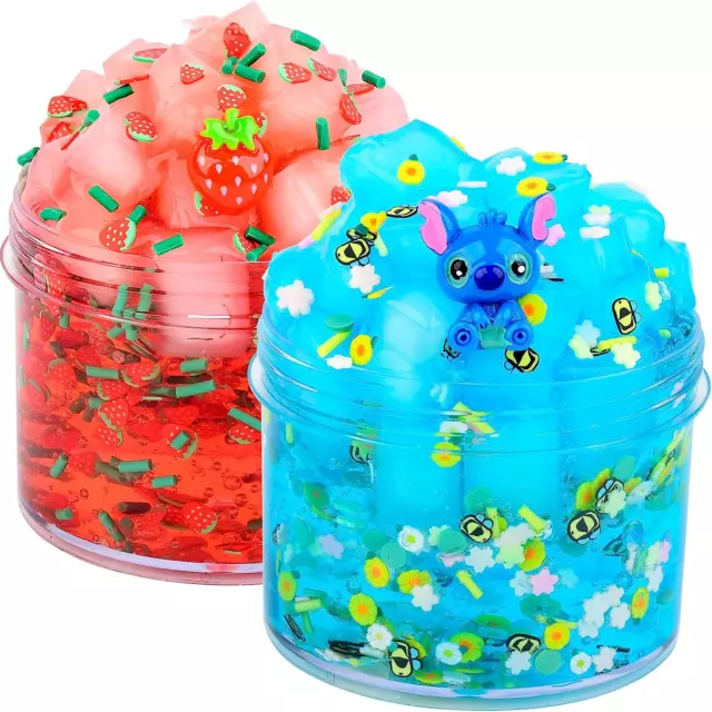 Slime Kit-2 Pack Jelly Cube Crunchy Slime,non Sticky,super Soft Sludge Toy,birth