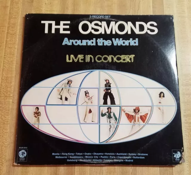 The Osmonds Around The World Live In Concert 2 LP 1975 MGM Records M3JB-5012