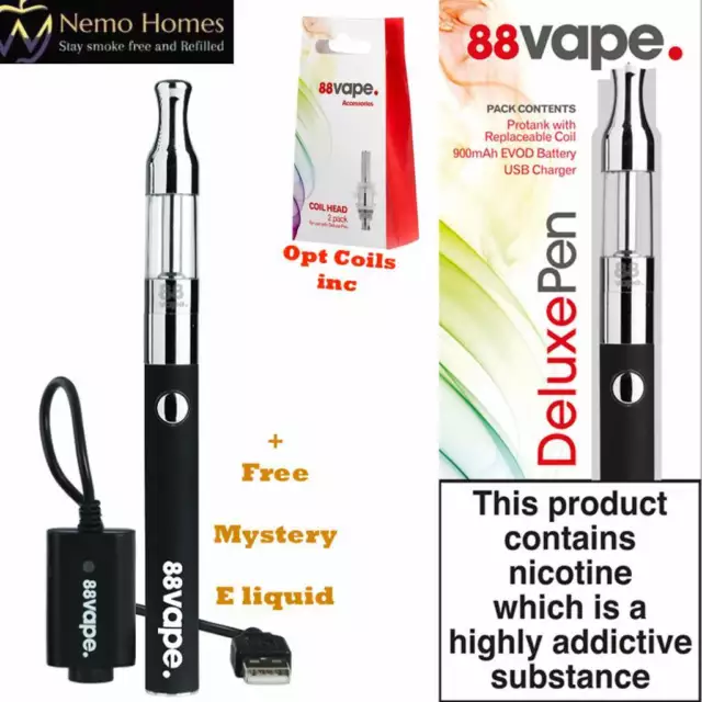 88Vape Deluxe Vape Pen and Coils + Free 10ml E liquid | Blu Pro Evod Alternative