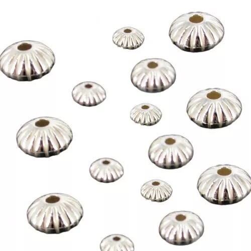 925 Sterling Silver CORRUGATED RONDELLE BEADS - 4mm, 5mm, 6mm wholesale findings