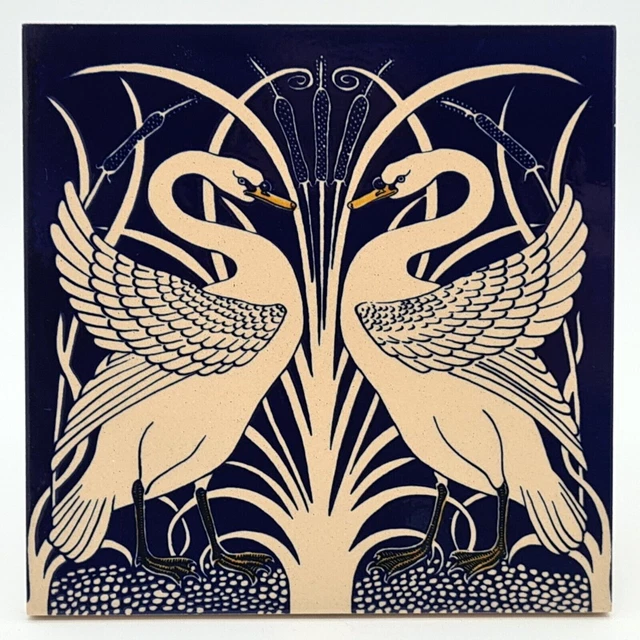 Walter Crane Swans Ceramic Tile H & E Smith 1995