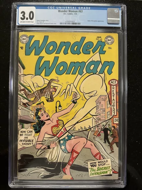 Wonder Woman #63 (1954) Cgc Gd/Vg 3.0 Ow/W Unrestored!