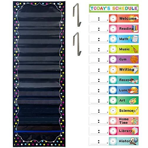 Daily Schedule Pocket Chart Educational Pocket Chart for Classroom Office