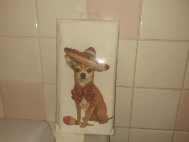 Mary Lake Thompson Flour Sack Kitchen Towel 30" x 30" Fiesta Dog Chihuahua