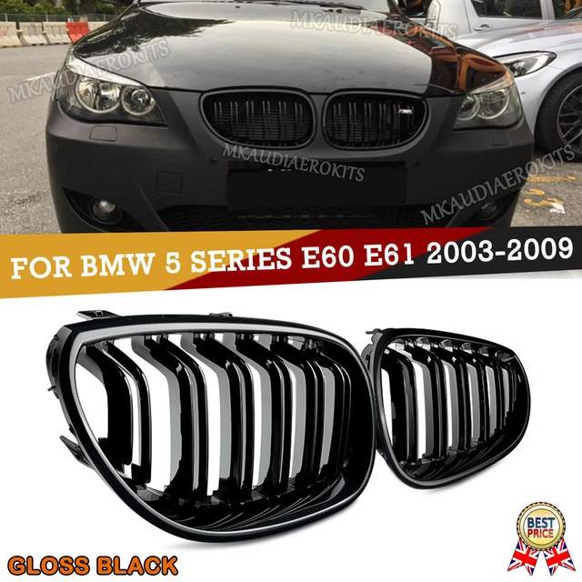 Pair For Bmw E60 E61 M5 Style Front Kidney Grille Double Slat Gloss Black 03-10