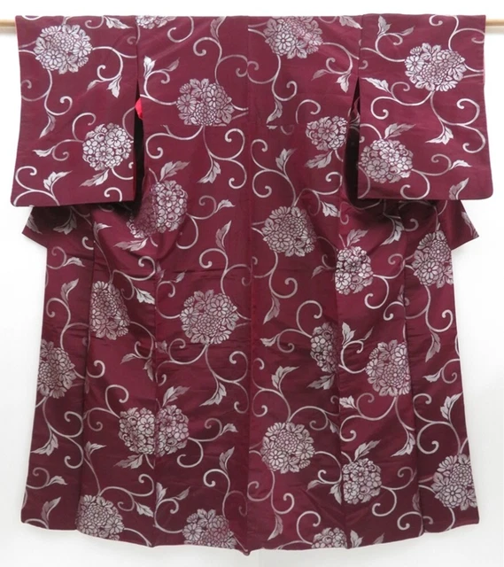 3202T12z600 Vintage Japanese Kimono Silk OMESHI KOMON Karahana