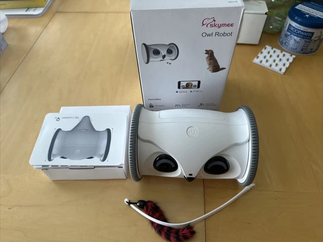 SKYMEE Owl Robot, Interactive Moving Pet Cam with Treat Dispenser