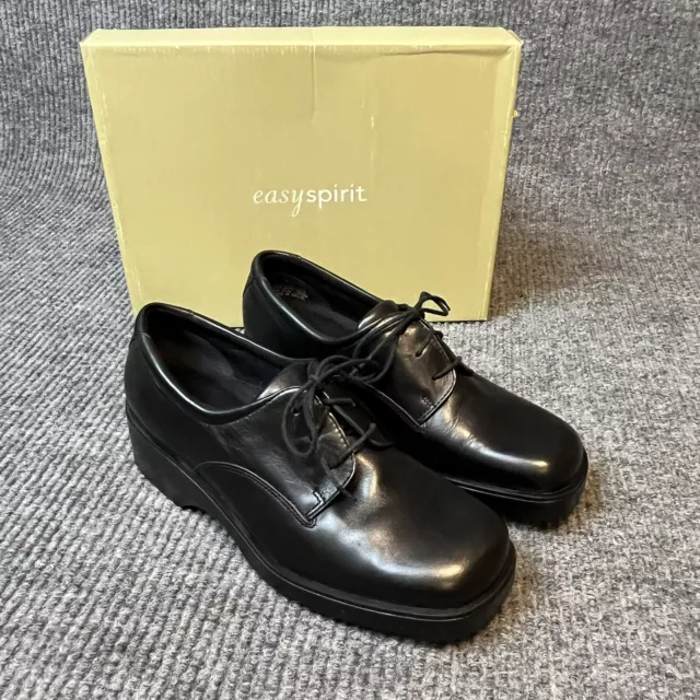 EASY SPIRIT SHOES Womens 9 Black Leather Anti Gravity Lace-Up $25.92 ...