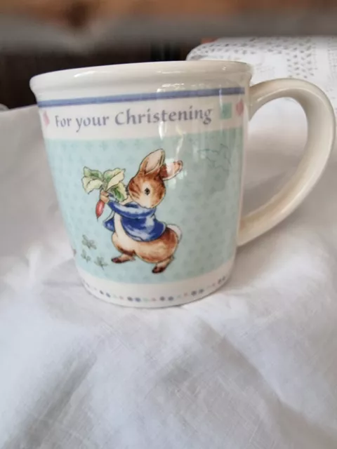 Wedgewood Peter Rabbit For Your Christening Mug Cup Pink Blue Green Child baby