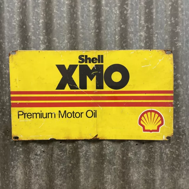 SHELL XMO Genuine Vintage Tin Oil Rack Sign