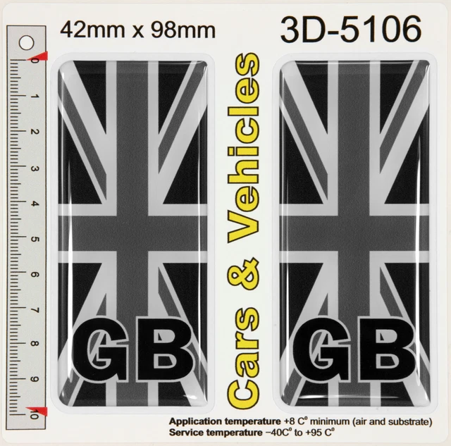 thumbnail image 2 of 2x GBG Guernsey Flag Black Gel Domed Resin Badges – 3D Number Plate Stickers, Front/Rear, Made In UK 2 of 6
