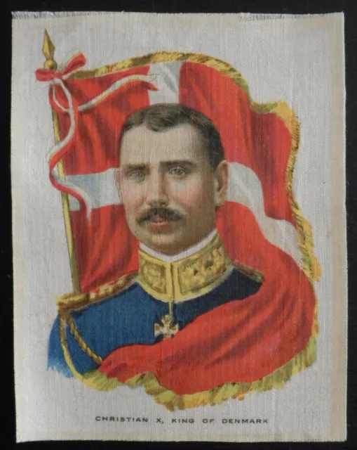 CHRISTIAN X KING OF DENMARK Ruler with Flag 1910 TOP GRADE SILK