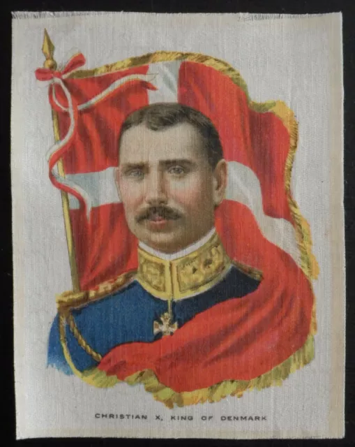 CHRISTIAN X KING OF DENMARK Ruler with Flag 1910 TOP GRADE SILK