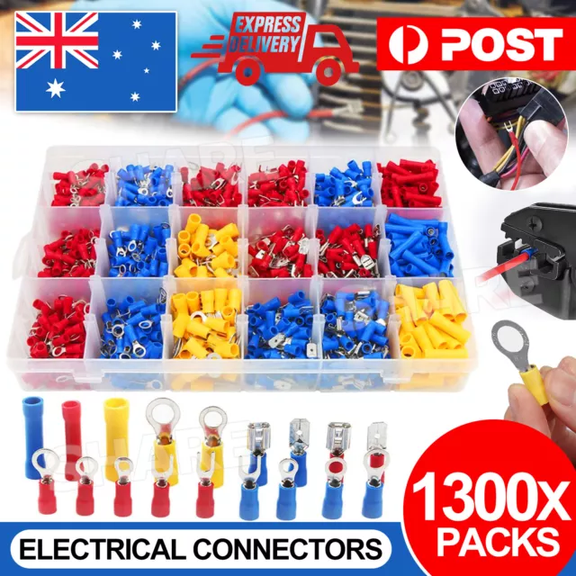 1300X Car Assorted Insulated Crimp Terminals Spade Kit Electrical Wire Connector