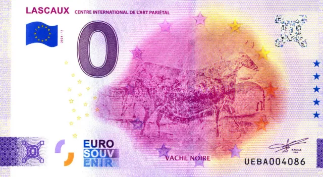 24 LASCAUX Vache noire, 2024, Billet Euro Souvenir