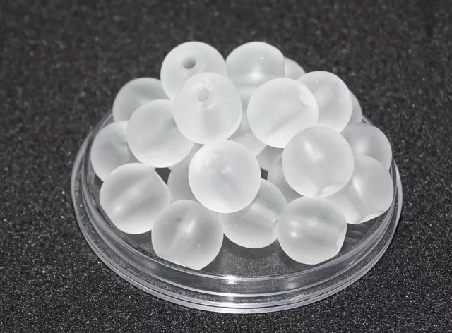 Glasperlen gefrostet matt weiß 4 - 6 - 8 - 10 mm Schutzengel Schmuck