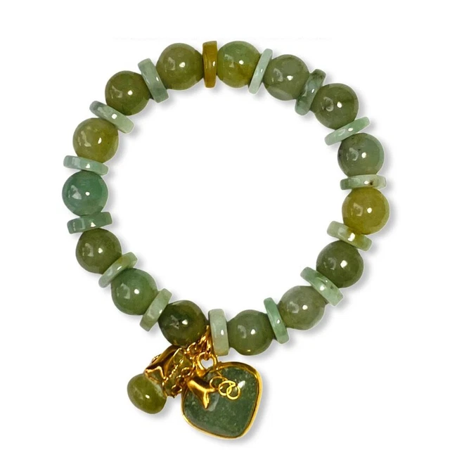 Bracelet Jade Natural Burma jadeite Stone Mala Beads Jewelry Charm Thai Amulet