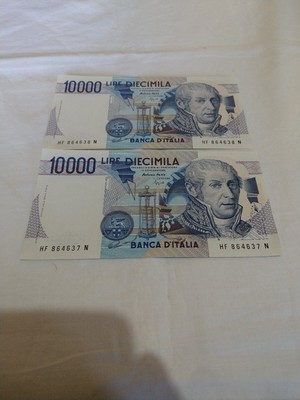 BANCONOTA LIRE 10000 ALESSANDRO VOLTA CON MATRICE STACCATA SUBALPINA 