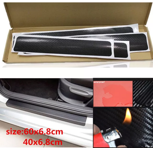 4x Carbon Fiber Car Door Plate Sill Scuff Cover Anti Scratch Sticker Protector