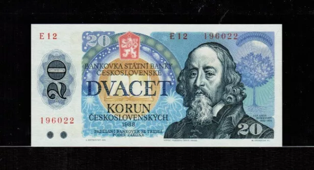 Czechoslovakia 20 KORUN 1988 Serie E12 Birthday Serial Number 196022 GEM UNC