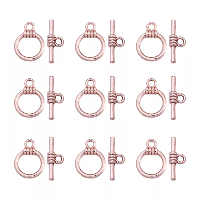 10Sets Tibetan Alloy OT Toggle Clasp Sets Rose Gold Color Toggle T-Bar Clasps