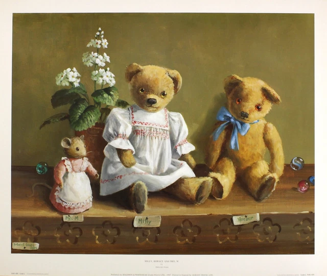 テディベア額絵 デボラ・ジョーンズ Childhood treasures Bonhams : Deborah Jones (British, 1921) Teddy Bears and Doll