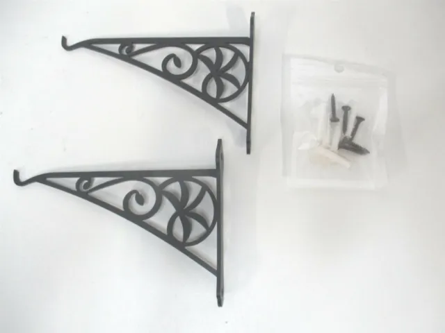 6 Inch Black Hand Forged Straight Hook for Planters and Lanterns - Lot of 2