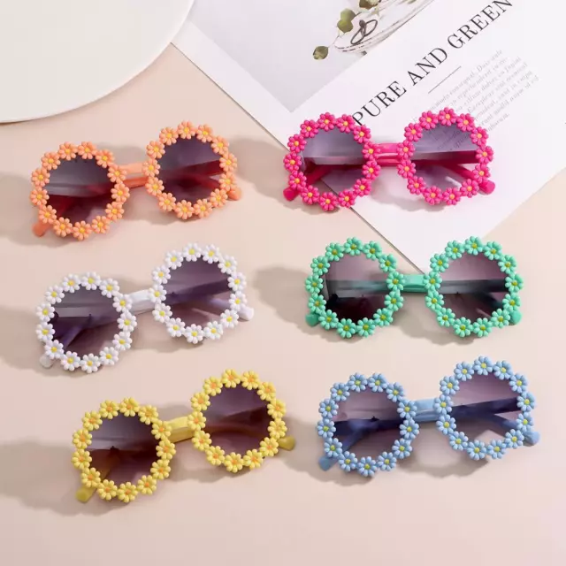 Sun Protection Kids Daisy Sunglasses Round Frame Flower Sun Glasses Shades
