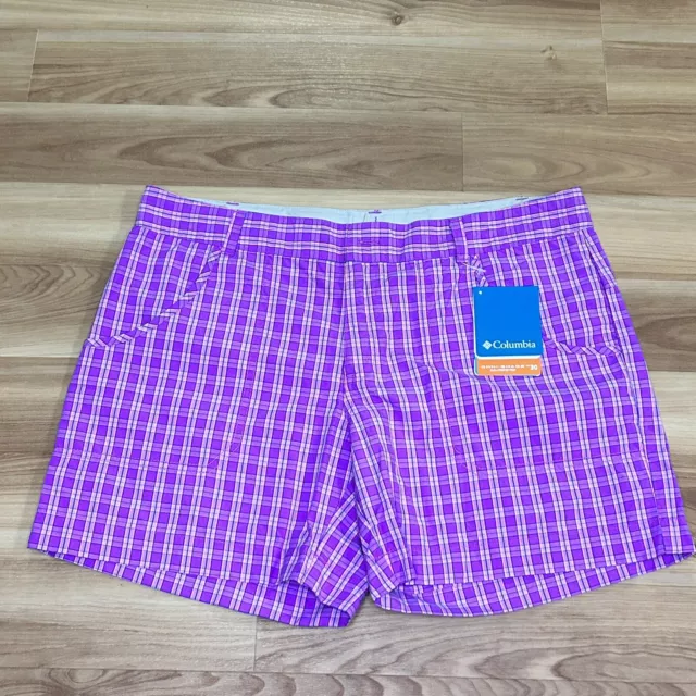 Columbia Purple Pink Plaid Shorts Junior's Size X-Large NWT