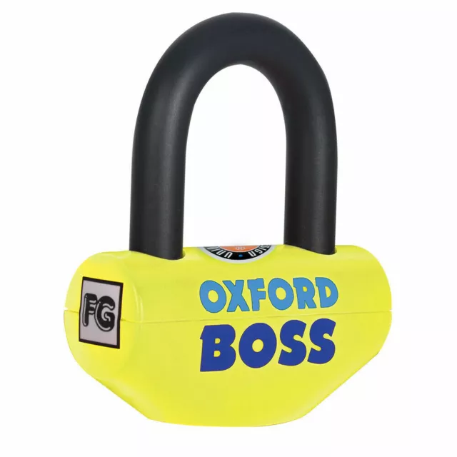 Oxford OF39 Boss superstarkes Motorrad Fahrrad Scheibenschloss 12,7 mm Fessel - gelb