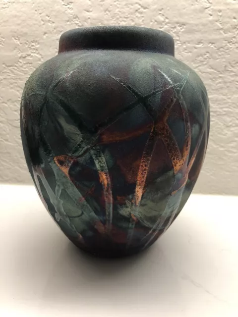 William K Turner Raku Studio Pottery Signed Vase