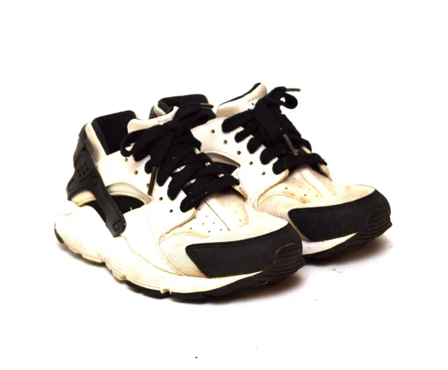 Nike Huarache Run GS Sneakers Shoes Boys Sz 6Y White Black Low Trainers Lace Up