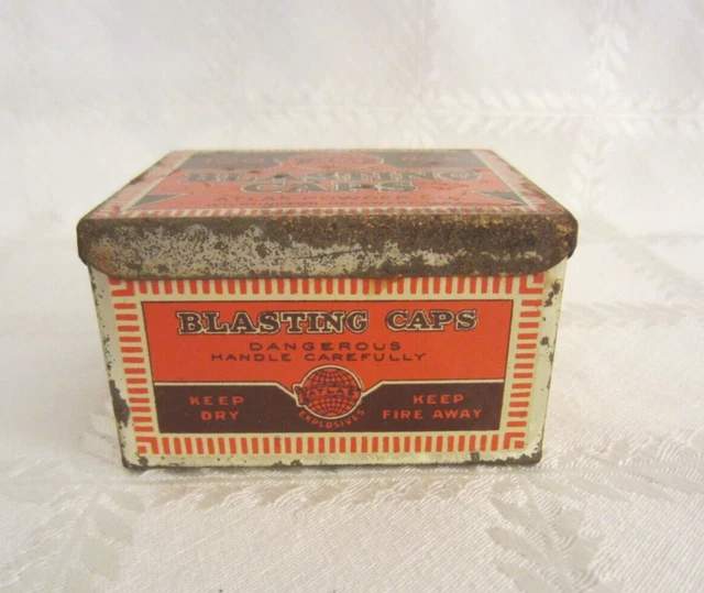 Original Vintage Atlas Blasting Caps Tin