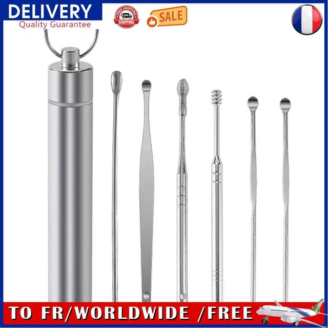 6pcs Ear Picker Stainless Steel Spiral Earpick Wax Remover Ear Cleaner (B)