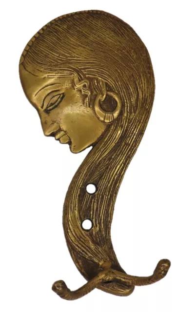 Lady Face Design Victorian Style Handmade Brass Wall Hanger Hook Home Décor Gift