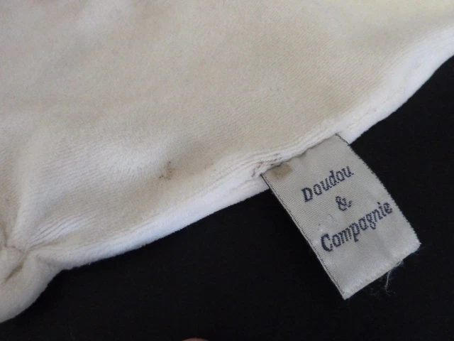 37. DOUDOU ET COMPAGNIE PLAT LAPIN BLANC col rayé marron -  juste BE 3