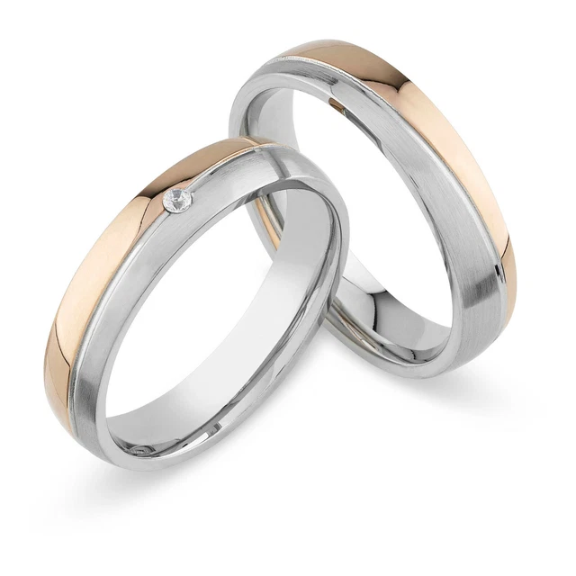 Anelli Di Fidanzamento, Fedi Nuziali Per Partner, 2 Anelli Placcati In Oro P907 Personalizzabili - Foto 7