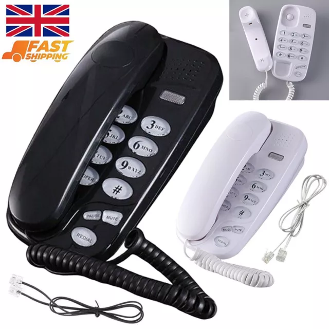 Corded Telephone Wall Mounted Desktop Landline Compact Wired Phone Home Office