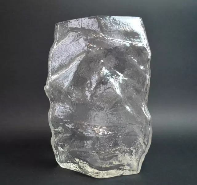 PEILL & PUTZLER Glacier Arctic Ice Art Glass Vase MCM Vintage 70's West Germany