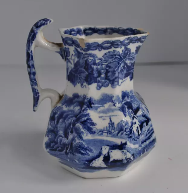 Booths British Scenery milk jug. Silicon china. 10cm tall. Blue & White 3