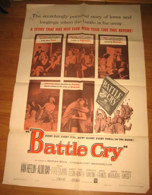 Battle Cry Original 1sh Movie Poster '55 Van Heflin, Tab Hunter, James Whitmore,