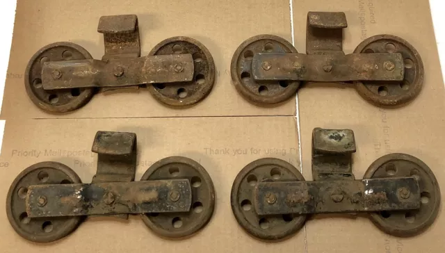 Antique Cast Iron Hanging Barn Door Rollers Set Of 4