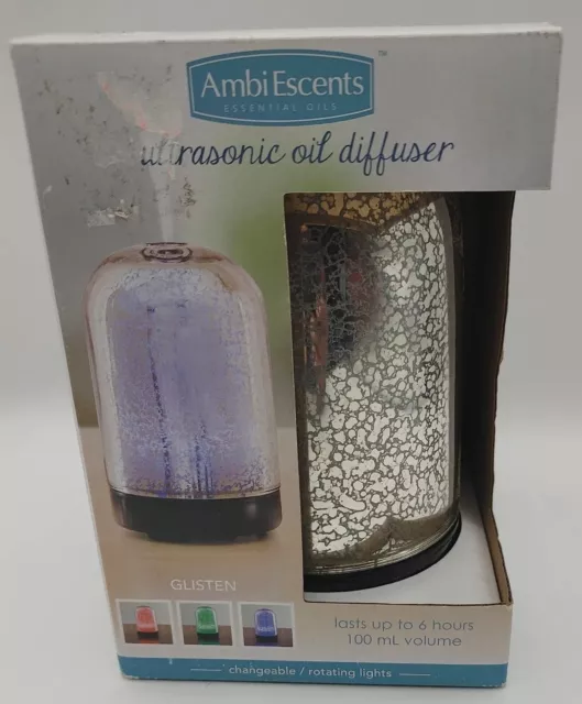 AmbiEscents Kara Ultrasonic Essential Oil Diffuser Changeable Rotate Lights -NEW