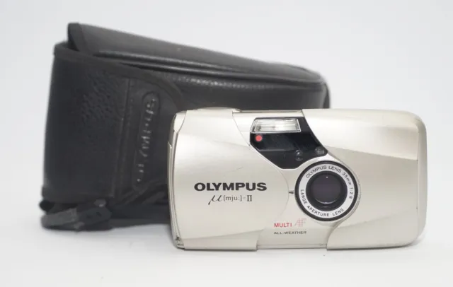 [ Exc+4 w/ Case ] Olympus μ Mju ii 35mm Point & Shoot Film Camera. TESTED. READ