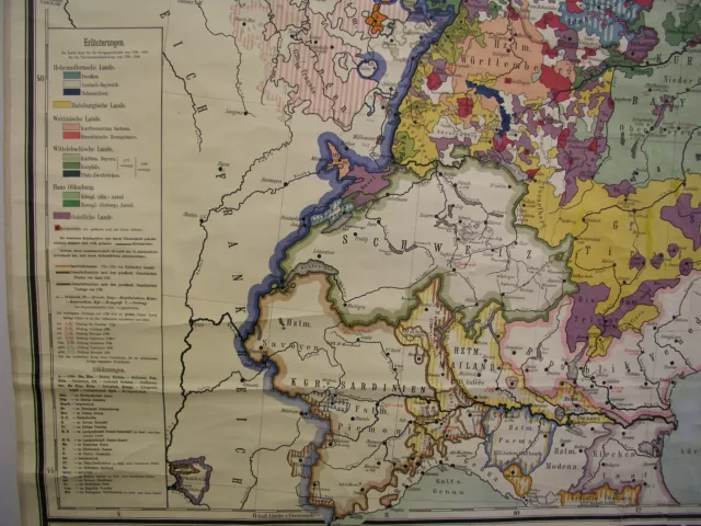 Schulwandkarte Carte Murale Vieux Allemagne 18.Jhd. 198x200cm ~1910 Gaebler 2