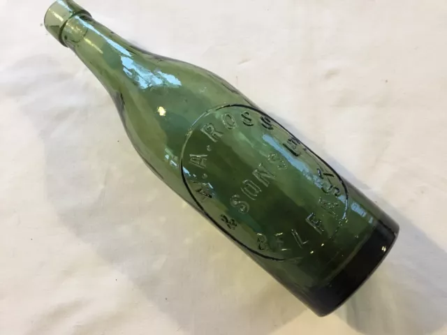 Nice Rare Stunning Green W. A. Ross & Sons Ltd Belfast Half Pint Beer Bottle Vgc