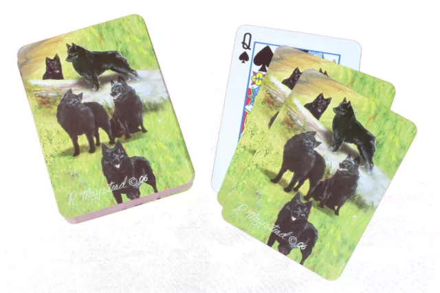 Schipperke (Spits" or "Spitzke") Playing Cards Ruth Maystead 5 Schipperkes Dogs