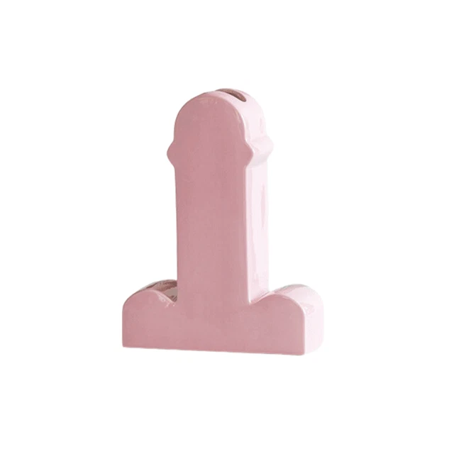PINK Penis-shape Vase Glazed Ceramic Shiva Vase Modern Pottery Art Gift Boxed
